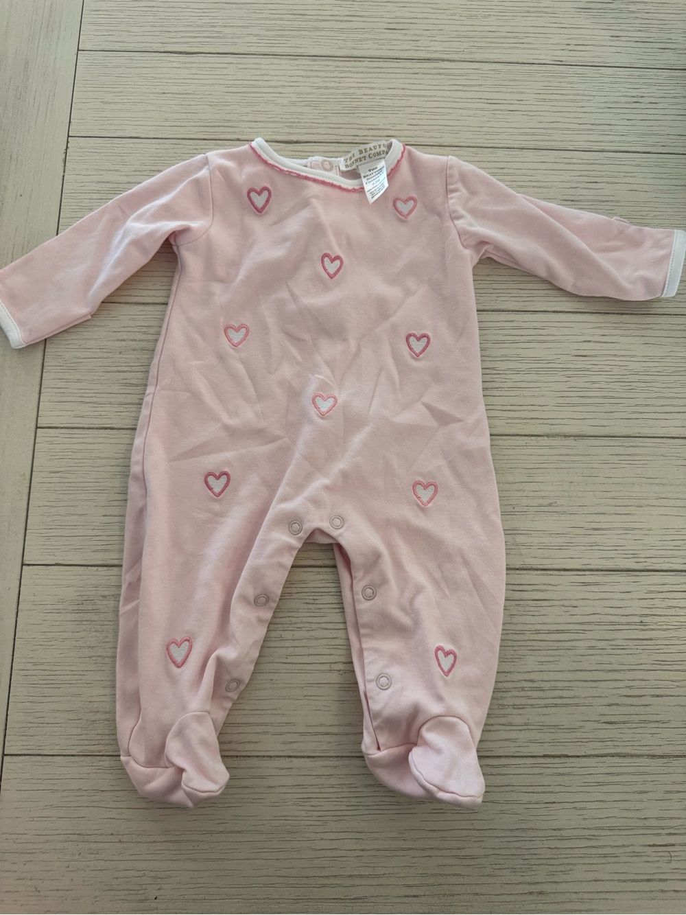 The Beaufort Bonnet Company Pink Heart Footed One-Piece